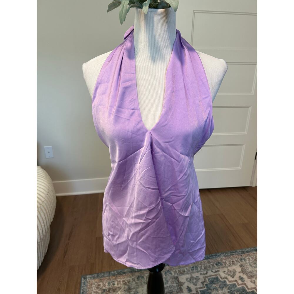 Vici Purple Satin Halter Top- size medium